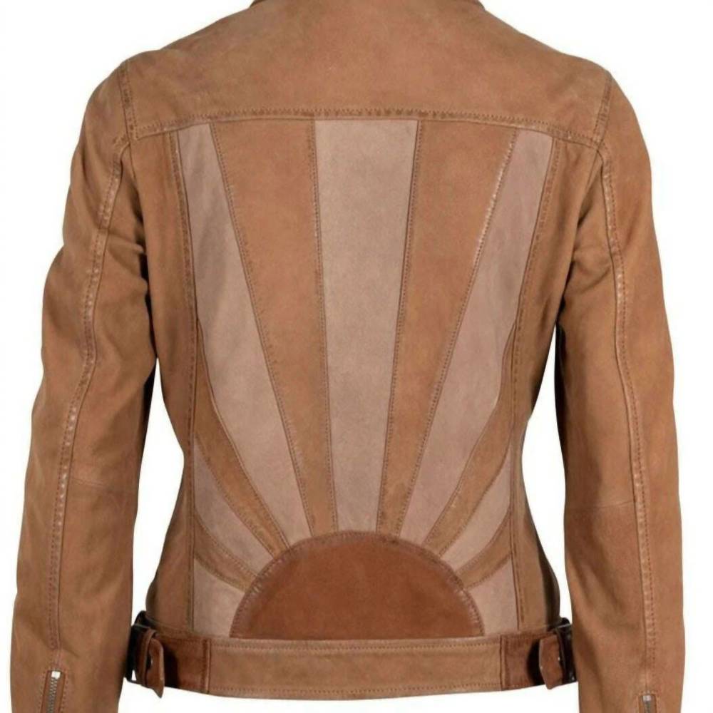 Women's Brown Leather Jacket - Picture 4 of 4